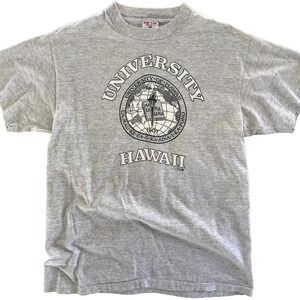 Vintage 90's Single Stitch University of Hawaii Gray T-Shirt Made in USA Size XL